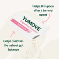 YUMOVE Digestive Support Powder packaging with text on a white background bullet 3