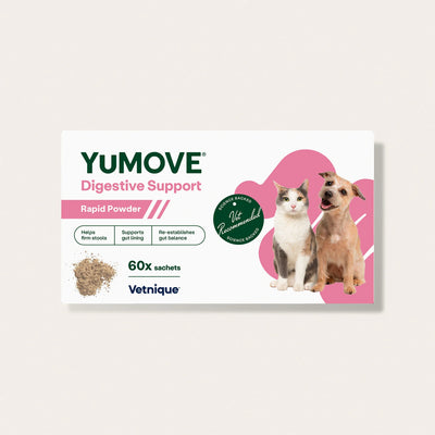 Yumove Digestive Support product packaging with a dog and cat on a white background 2