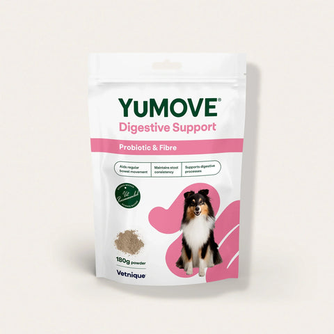 Yumove Digestive Support product packaging for dogs on a white background