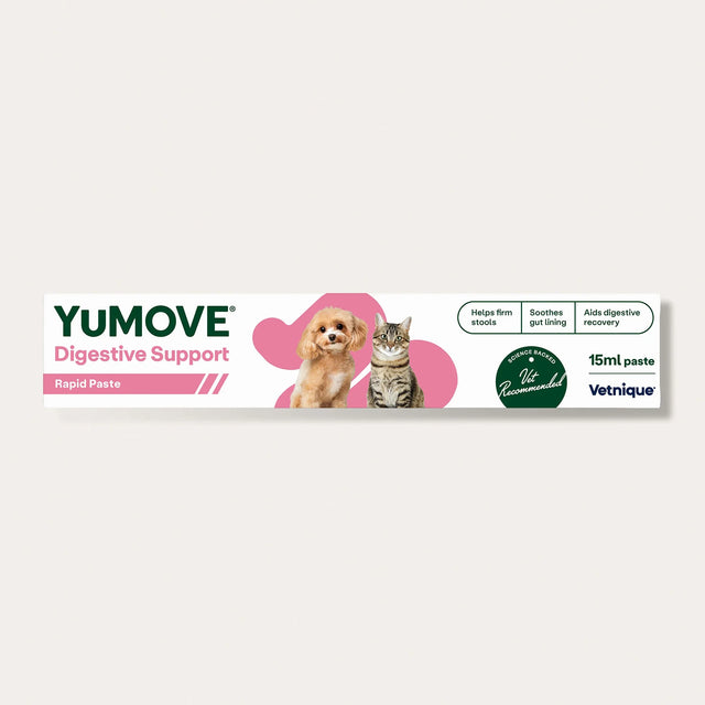 Yumove digestive support product packaging with a dog and cat illustration on a white background1