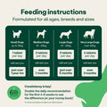Feeding instructions for dogs with different weights on a green and white background bullet 2